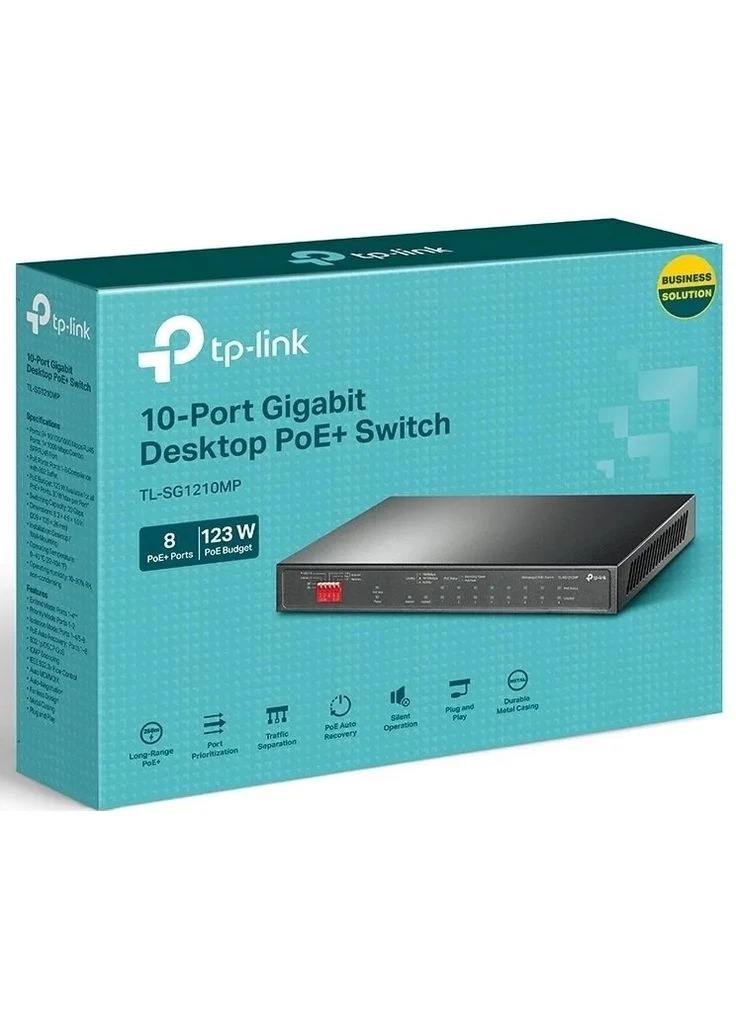 Коммутатор TL-SG1210MP 10xGE (8xPoE), 1xSFP, 123Вт, Некоммутируемый. TP-Link (393477973)
