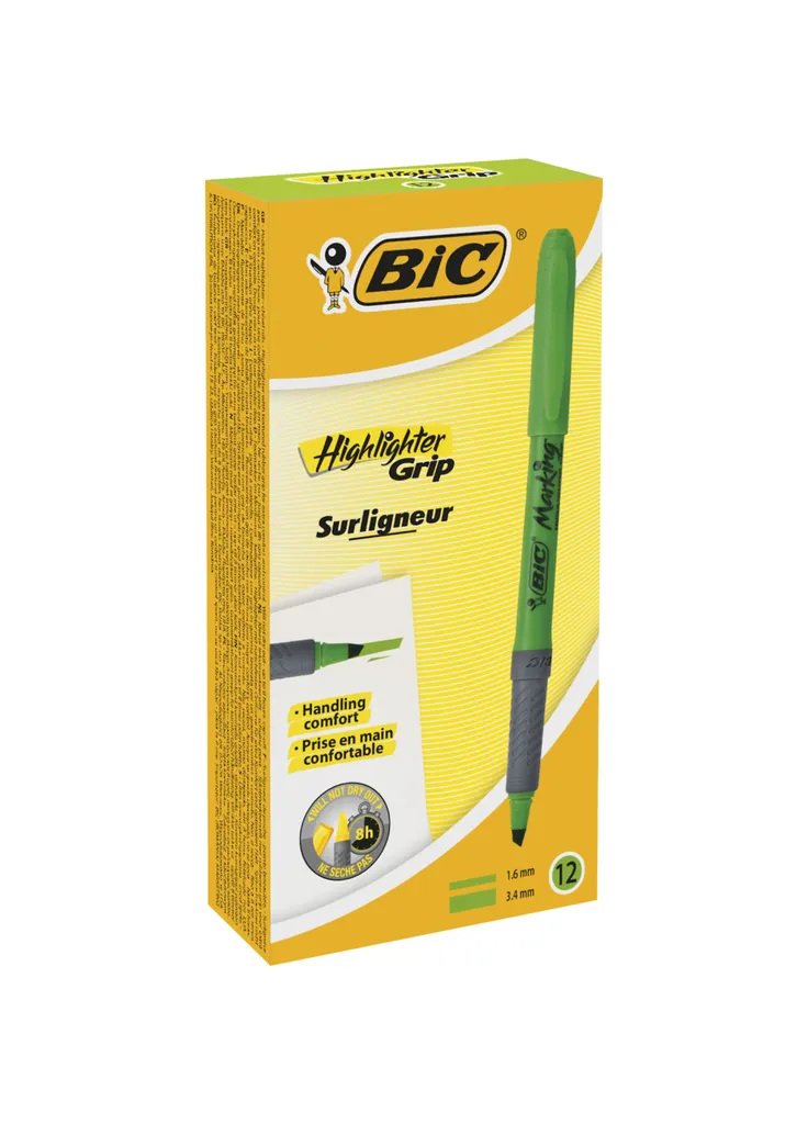Маркер текстовыделитель Grip, зеленый (bc811932) Bic текстовиділювач Grip, зелений (406689688)