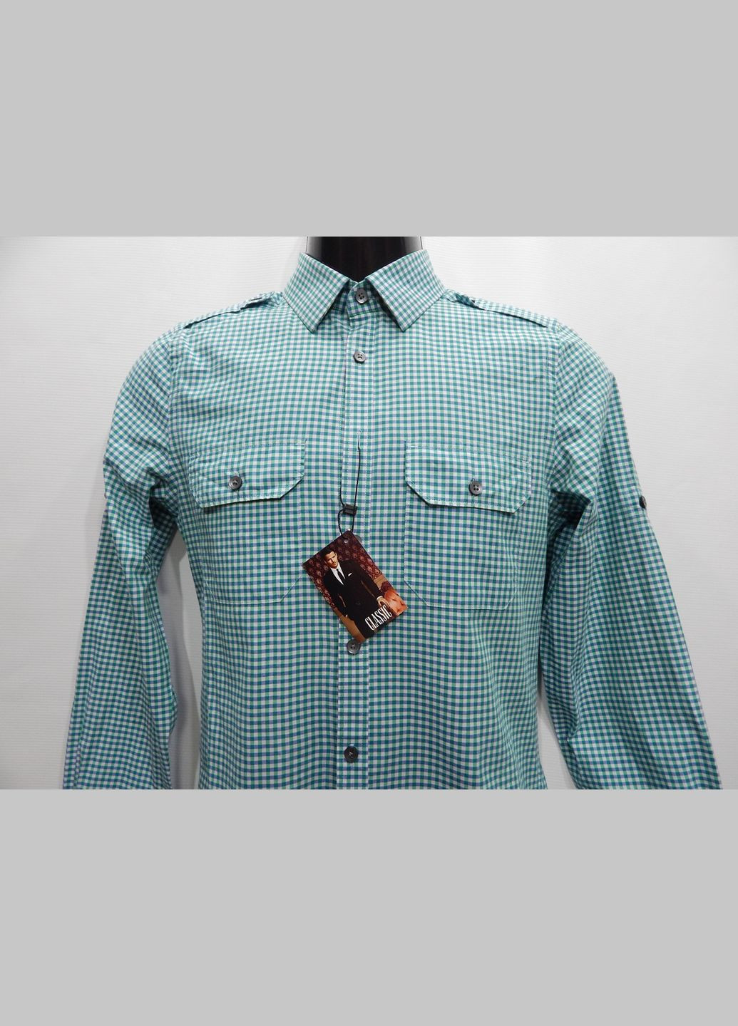 Зеленая кэжуал рубашка в клетку No Brand