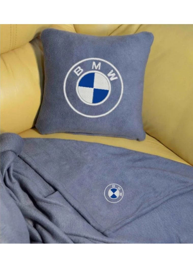 Автомобильный плед и подушка с вышивкой логотипа BMW No Brand (369717214)