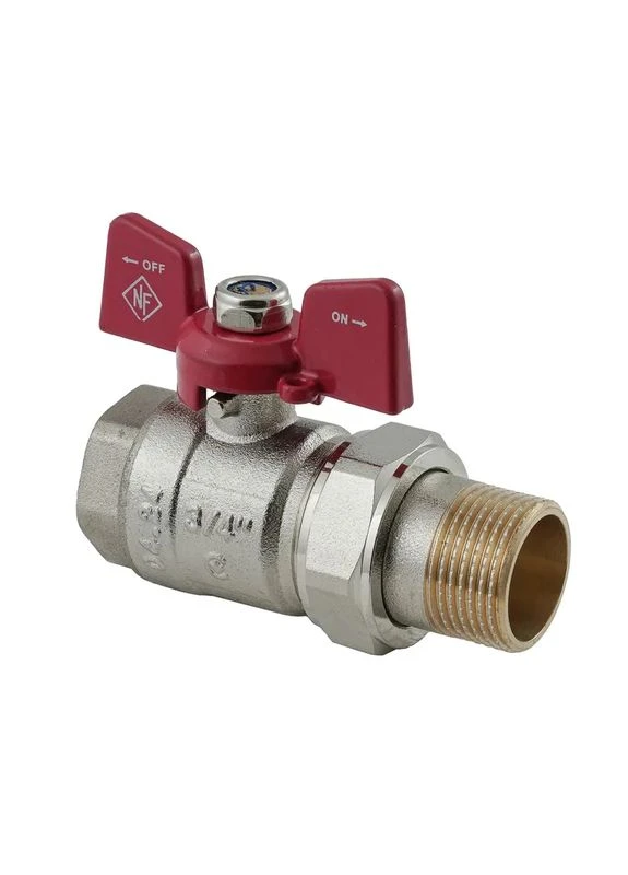 Кран с американкой classic NFC.921-08-3/4" FM ГШМ, ручка "бабочка" красная (NF3151) NOLF (338426292)