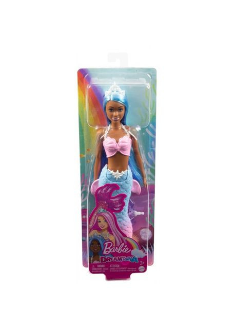 Русалка с разноцветными волосами серии Дримтопия (HGR08), розовоголубой хвост Barbie (290841317)