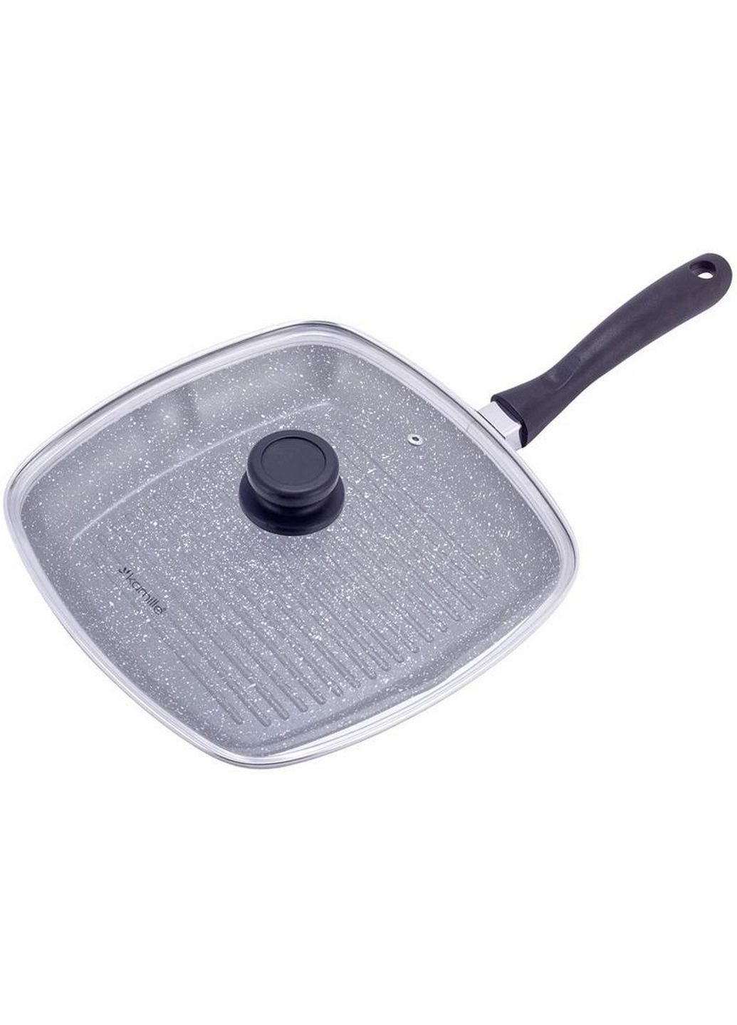 Сковорода-гриль Grill Pan со стеклянной крышкой Kamille (288185840)