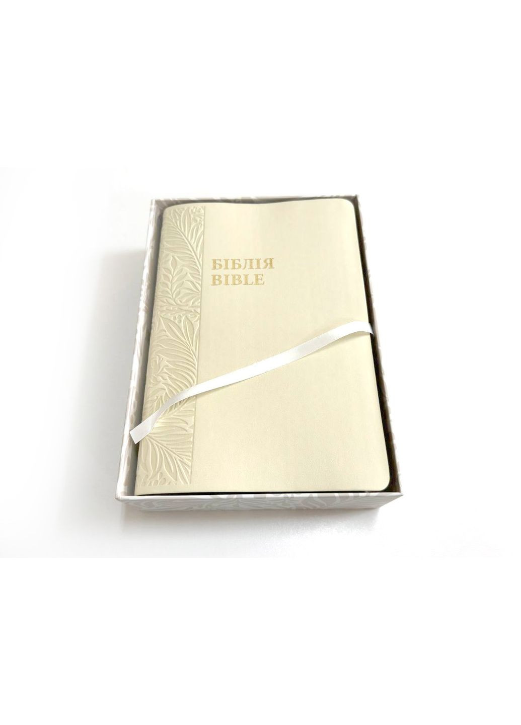 Украинско-английская Библия. Заменитель кожи, позолота, поисковые индексы, коробка, белая Українське Біблійне Товариство (356511325)