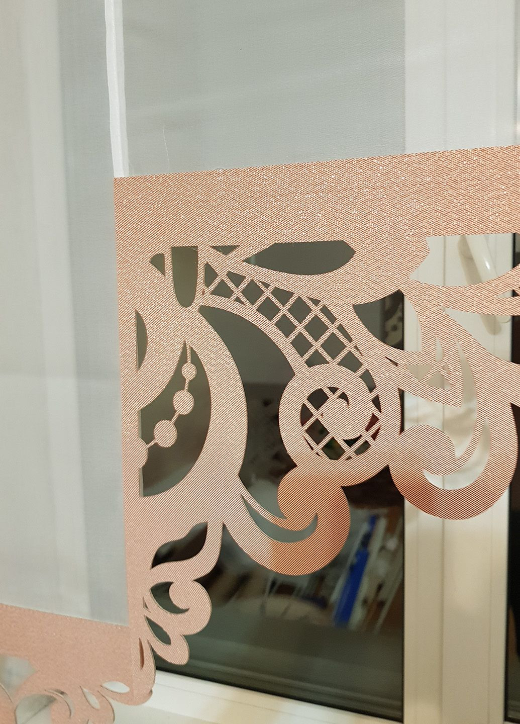 Комплект панельних фіранок Ажур 4шт карниз 160см білий з кораловим і золотистим (42_1п) Firanka Exclusive (329901239)