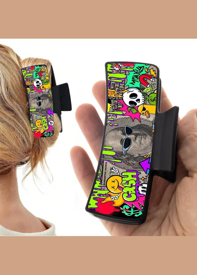 Заколка крабик для волосся жіноча затискач шпилька Style #003 чорна No Brand (315631018)