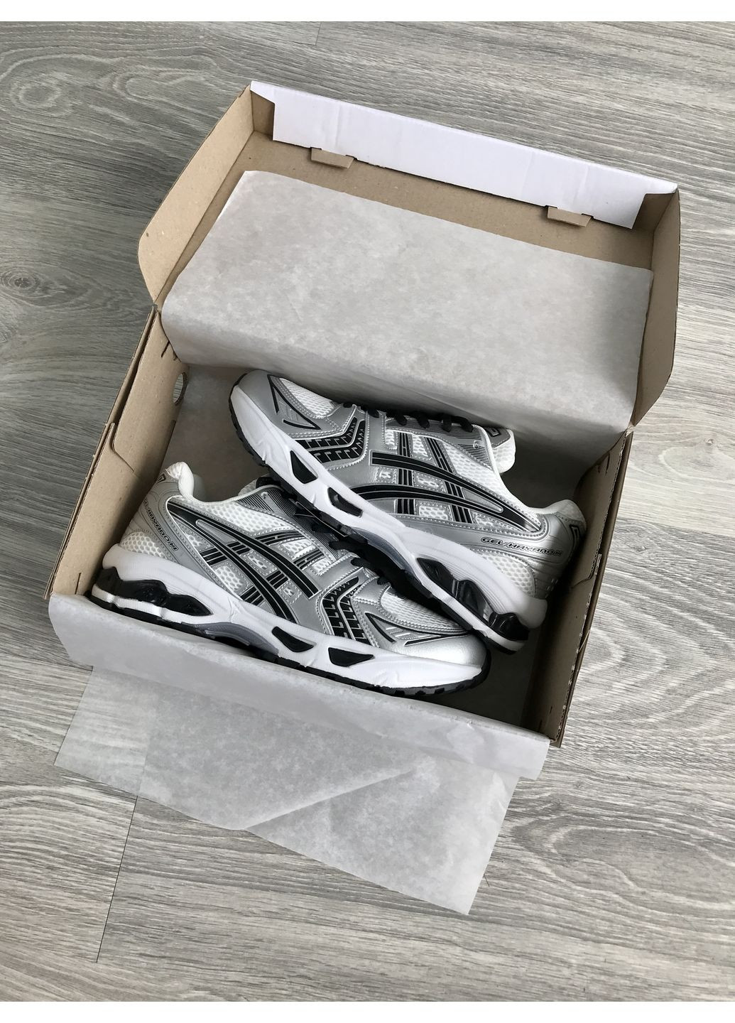 Срібні Осінні кросівки чоловічі і жіночі asics gel-kayano 14 white silver black | асікс гель-каяно 14 срібні No Brand