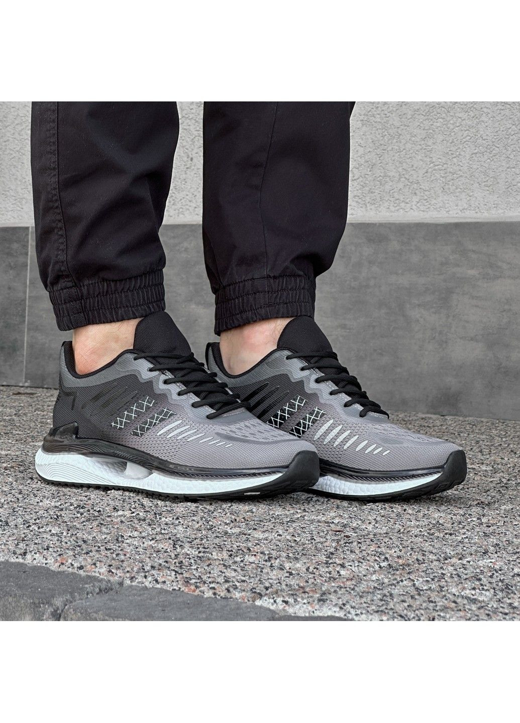 Сірі Осінні кросівки чоловічі сірі текстильні YZY