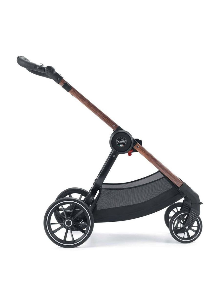 Универсальная коляска 2 в 1 Techno Milano, рама под дерево, черный с цветочным принтом () CAM 805T/V96/978/551K (335974053)