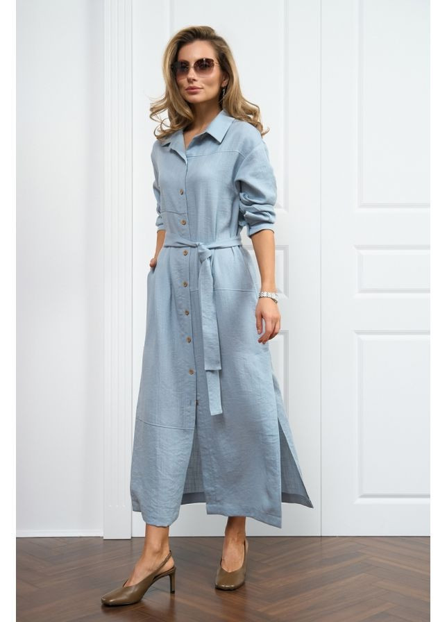 Блакитна сукня-сорочка 3063 чорний Triko Bakh