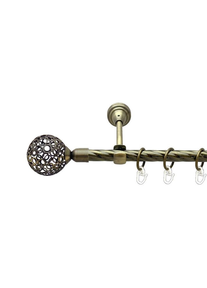 Карниз Савона металлический однорядный открытая скрученная труба Антик 16 мм 240 см (00-00022371) ORVIT (300690517)