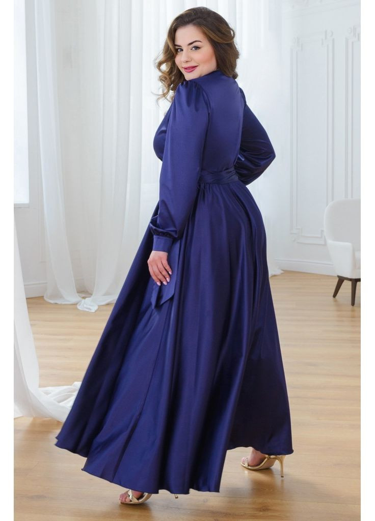 Синя вечірня плаття а-силует JadFashion однотонна