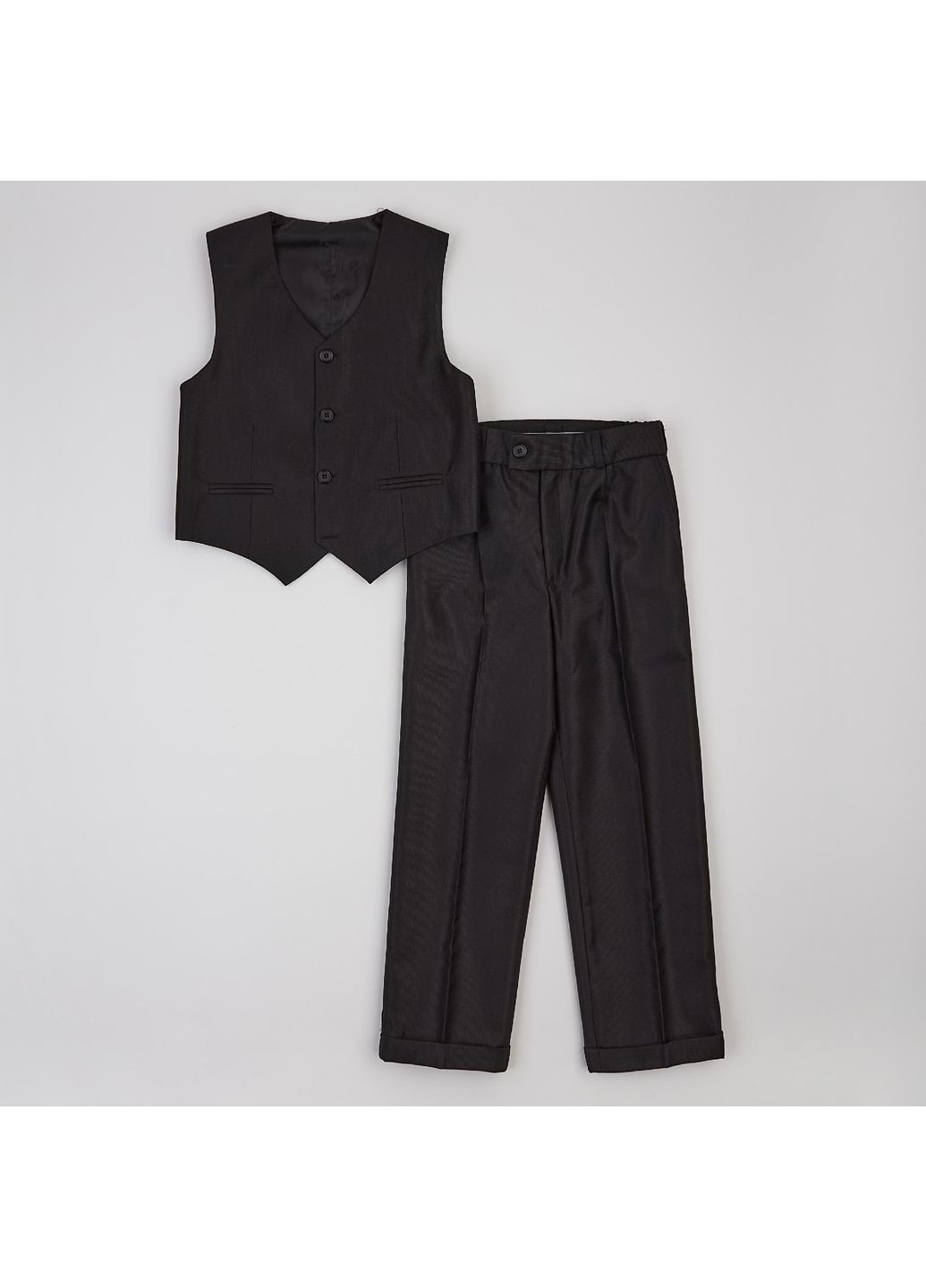 Черный демисезонный классический костюм Jankes Рубчик 2