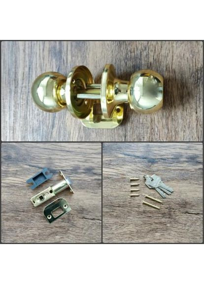 Ручка дверная круглая с защелкой KEDR D672ET с ключом (золото) Avers (361150470)