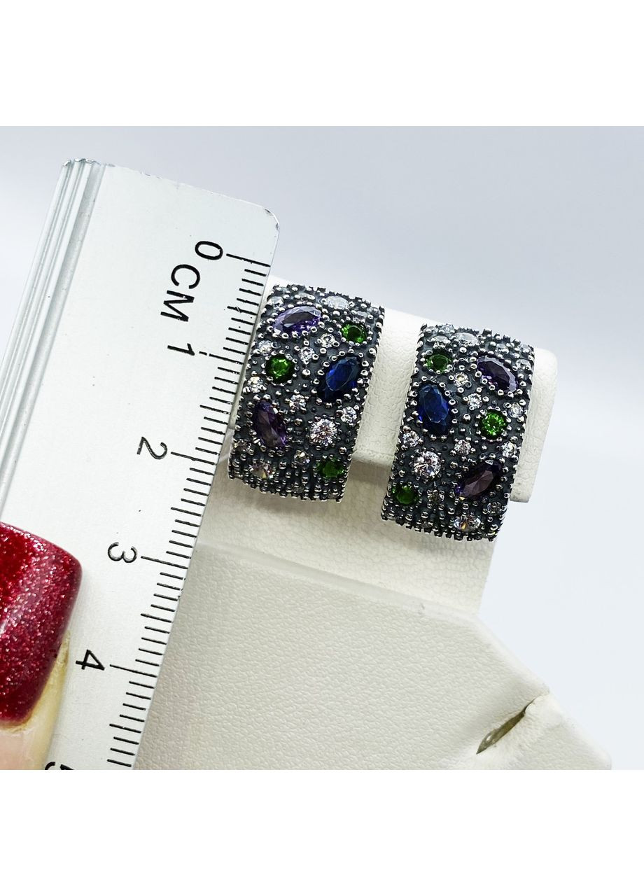 Сережки срібні з фіанітом "Бархат" 7,41 г No Brand (369737516)