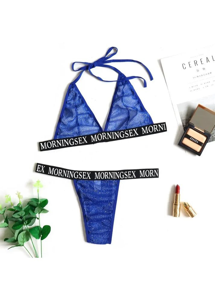 Синий демисезонный сексуальный комплект нижнего белья для спорта. женский комплект нижнего белья с блестками. China