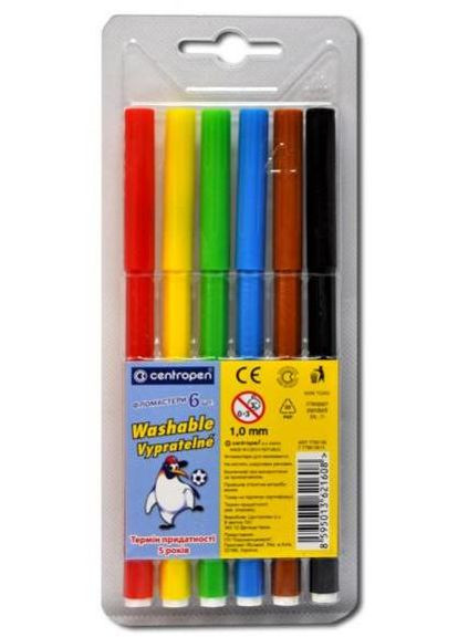 Фломастери Сentropen, 6 кольорів Centropen (342416731)