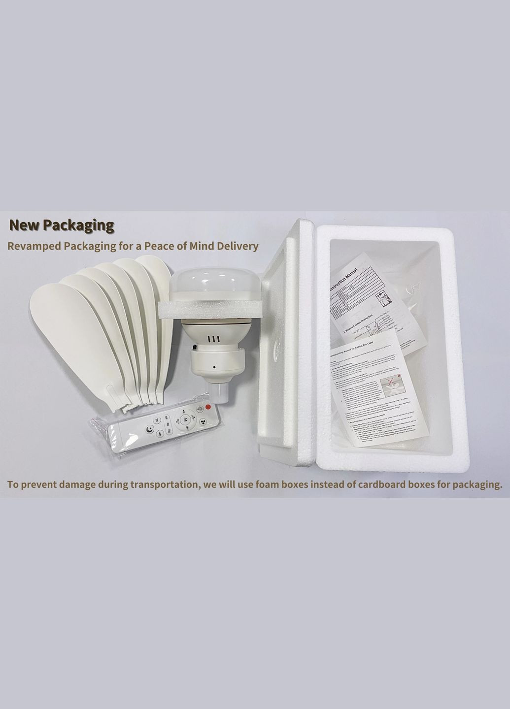 Стельовий вентилятор з підсвічуванням і дистанційним керуванням | 40 Вт | E27 | 6 лопатей | адаптер 120 мм Е27 Monocrystal (334878740)