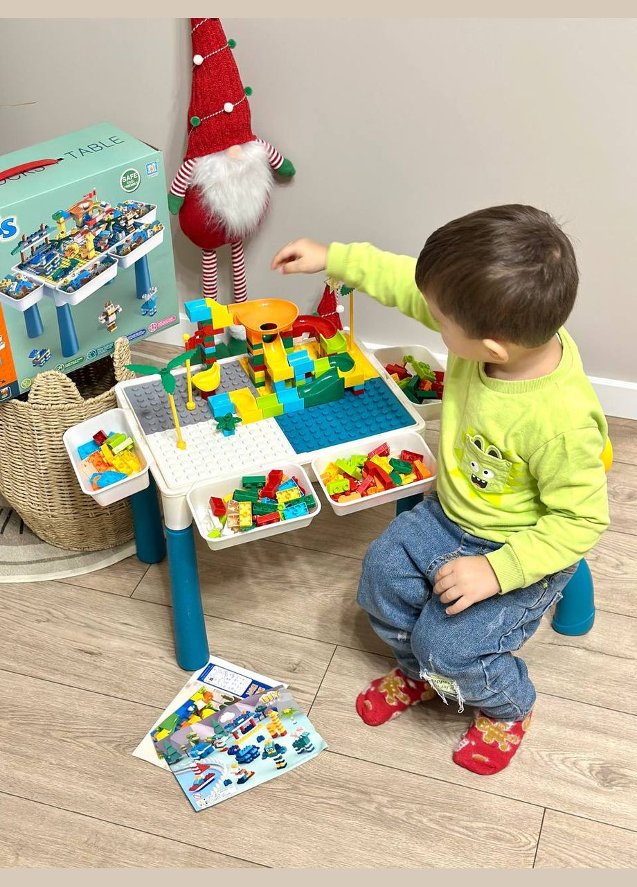 Детский игровой многофункциональный столик 6 в 1 на 262 детали с конструктором и стульчиком Iblock (336377330)