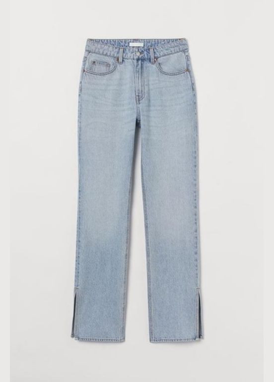 Джинси прямі з розрізами по бокам 0972580 (М-L) 30 Блакитний H&M - (317295349)