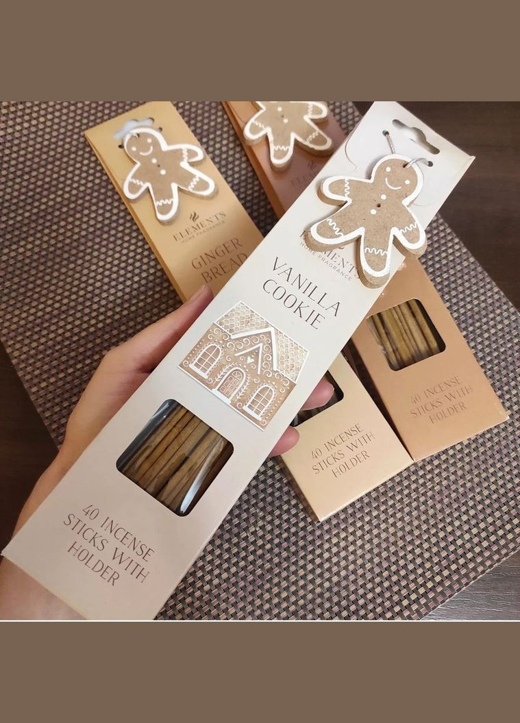 40 ароматических палочек с подставкой Elements Incense Sticks with Gingerbread Holder - Ginger Bread No Brand (298996611)