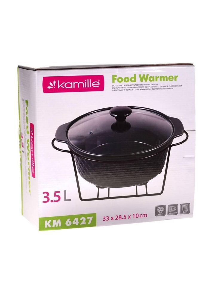 Мармит керамический круглый 3,5л с подставкой KM-6427. Kamille (358504930)