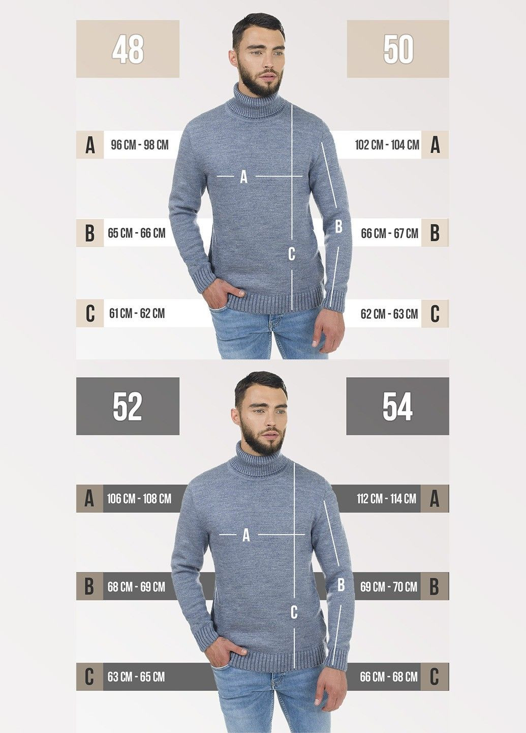 Сірий теплий чоловічий гольф з косим плечовим швом SVTR