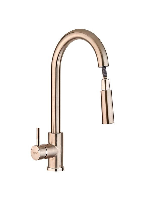 Смеситель для кухни с выдвижной воронкой LUX014 (нерж. сталь) (ZX4874) Zerix 014 (315152554)