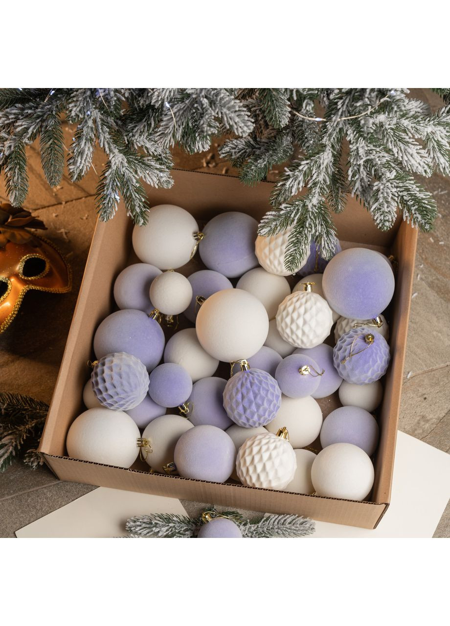 Набор елочных игрушек шаров SGX "Бархат" 40 шт.. Подарочный набор новогодних шаров. Шарики на елку Yalynkar (366964235)