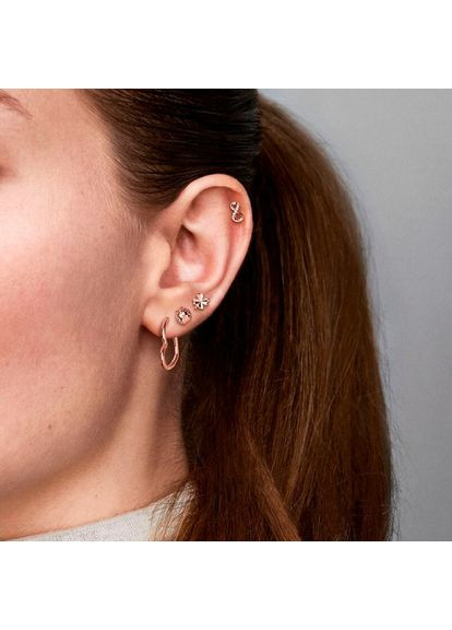 Сережки кульчики Пандора Сяючий символ нескінченності" з покриттям рожевим золотом 14k 288820C01 Kabluchka (355345212)