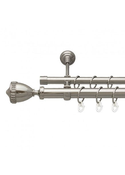 Карниз для штор Етерния металевий дворядний гладка труба кільце металеве Сталь 25\19 мм 160см ORVIT (299335171)