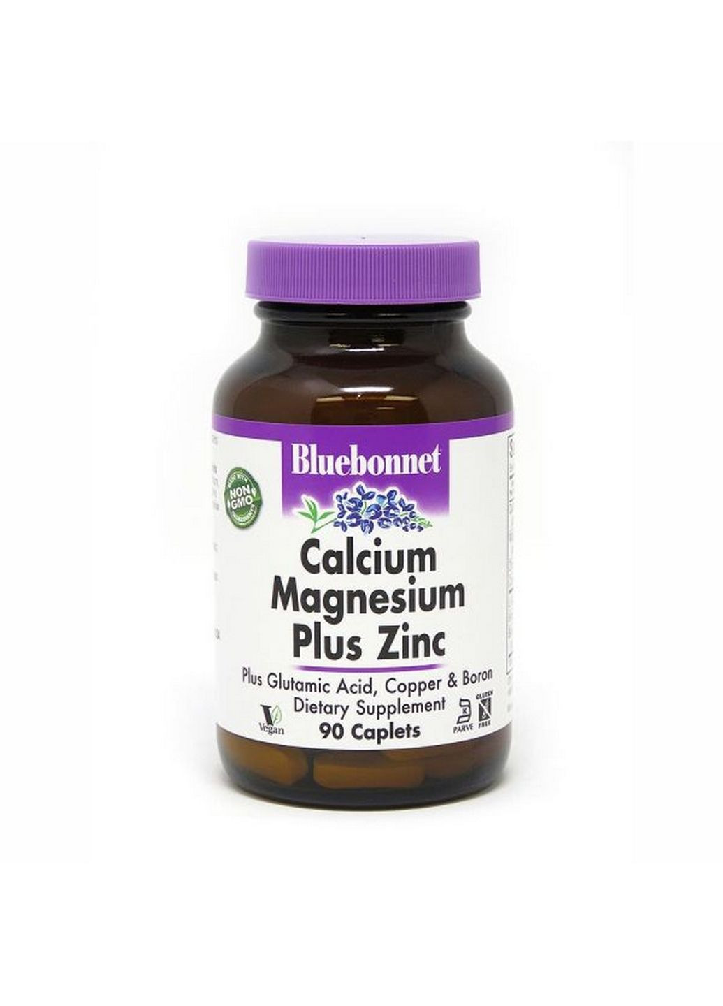 Витамины и минералы Calcium Magnesium plus Zinc, 90 каплет Bluebonnet Nutrition (293339056)