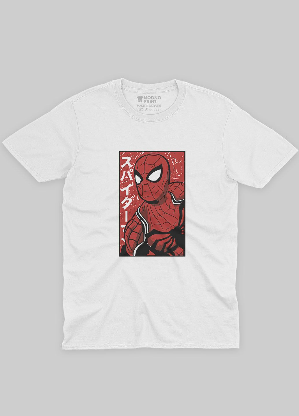 Белая мужская футболка с принтом супергероя - человек-паук (ts001-1-whi-006-014-044) Modno