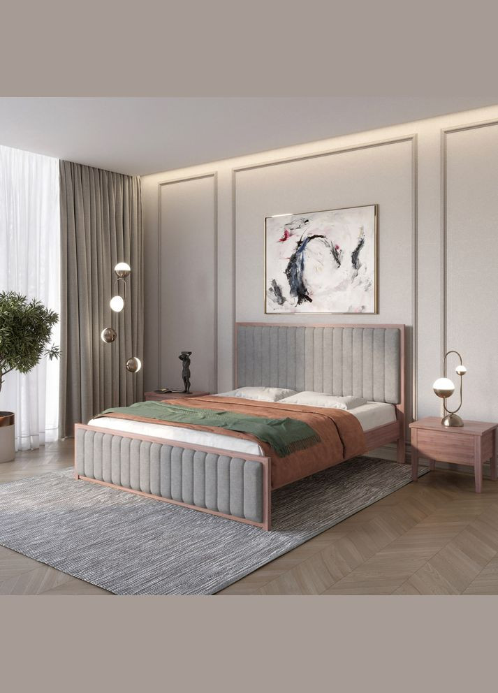 Двоспальне дерев'яне ліжко Відень /Аляска 93 (Сірий) 160х200 см (MBG-11069) Mebigrand (368281926)