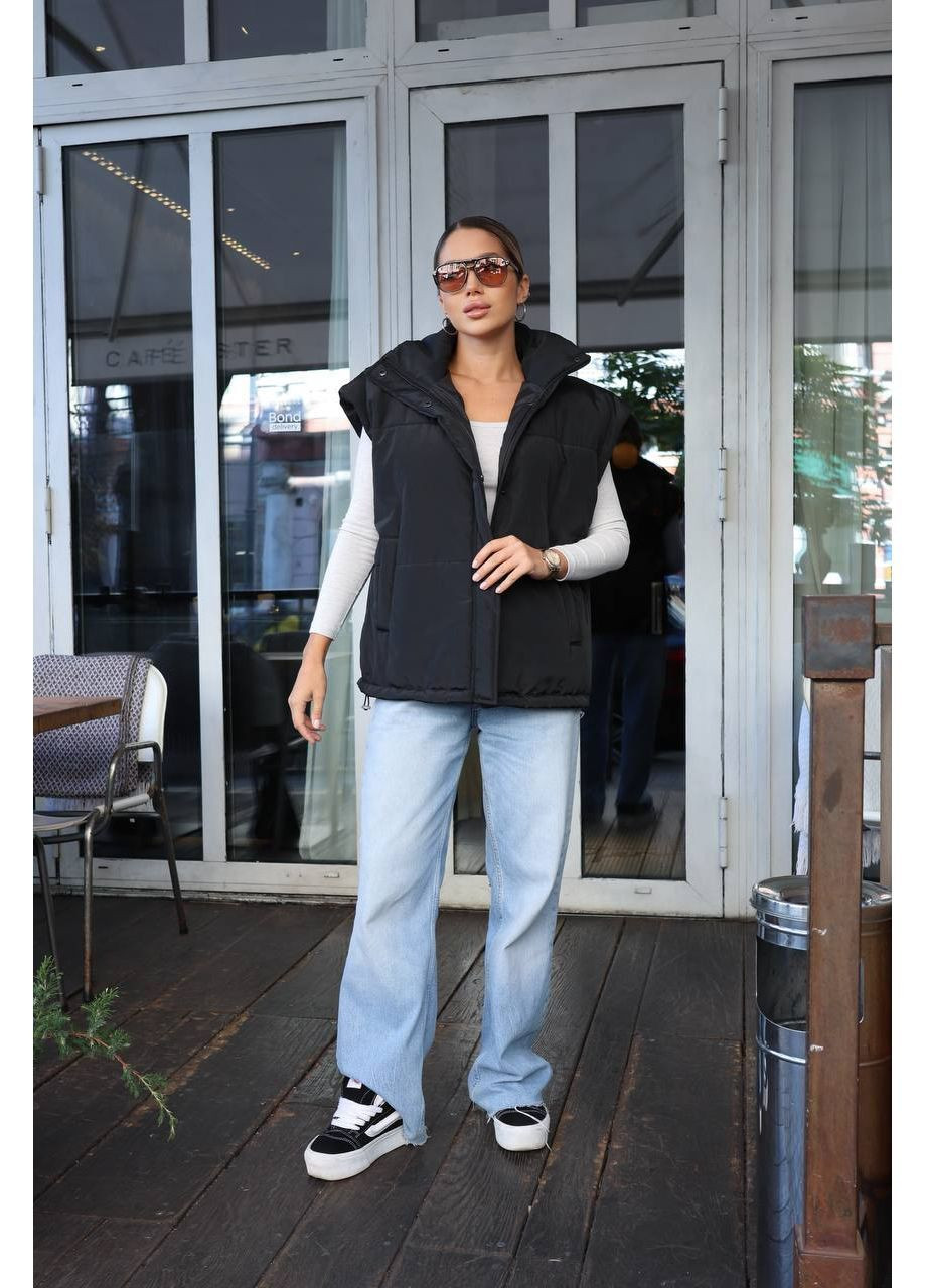 Жіночий утеплений жилет чорний No Brand (362574123)