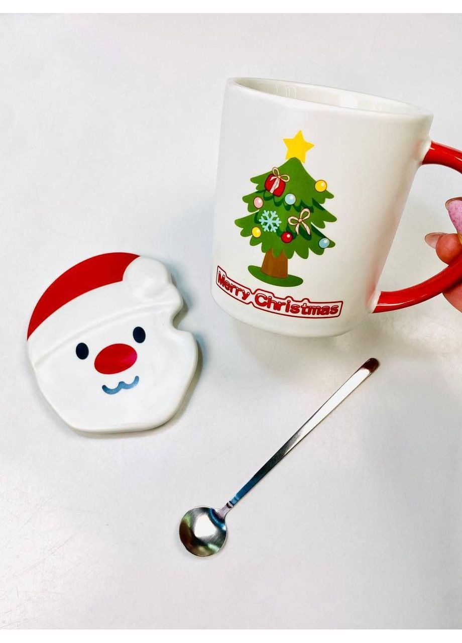 Кружка(кришка+ложечка)380мл "Зимова енергетика" кришечка у вигляді санти OSM (365549113)