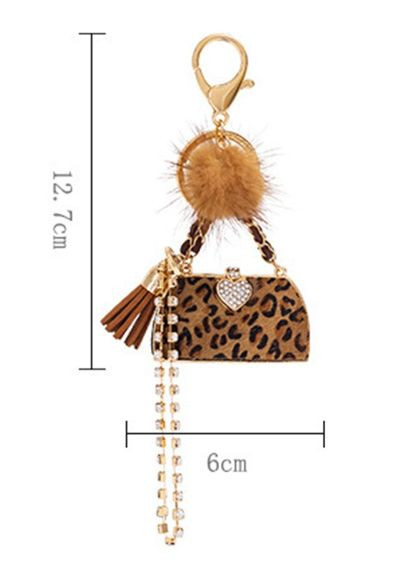 Креативний модний брелок підвіска з леопардовим принтом помпоном із норкового хутра No Brand (292260543)