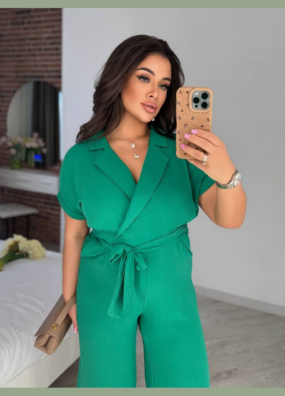 Комбінезон Україна Your style комбінезон-брюки однотонний зелений повсякденний віскоза, нейлон
