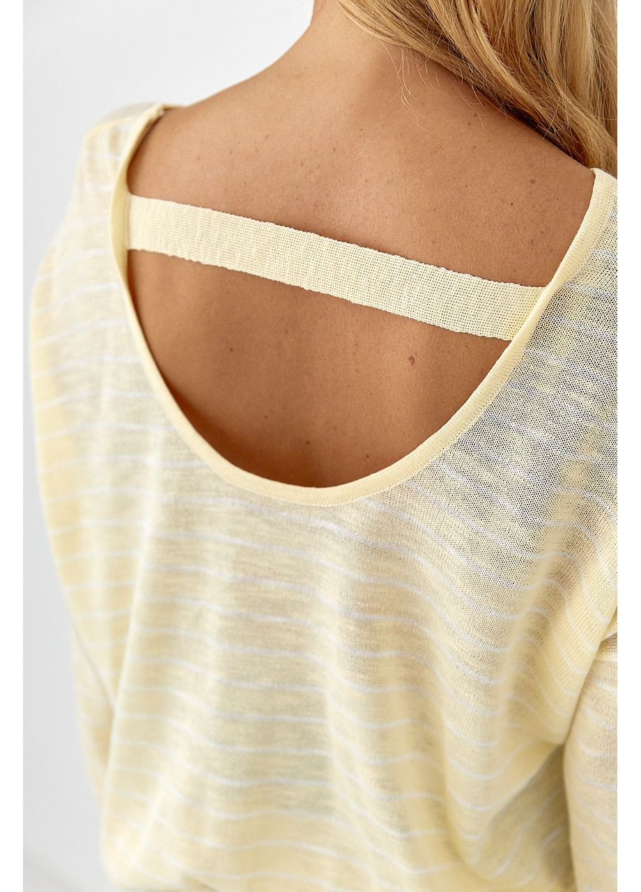 Желтый демисезонный женский джемпер в полоску свободного кроя - красный цвет Lurex