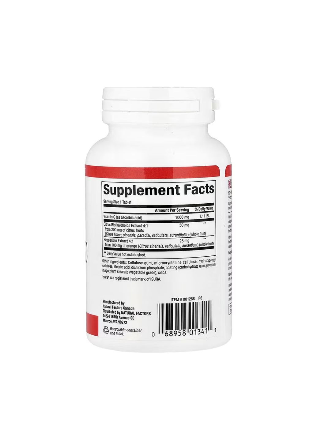 Витамин C 1000 мг 90 таблеток для иммунитета поддержка коллагена антиоксидантная защита Natural Factors (368987446)