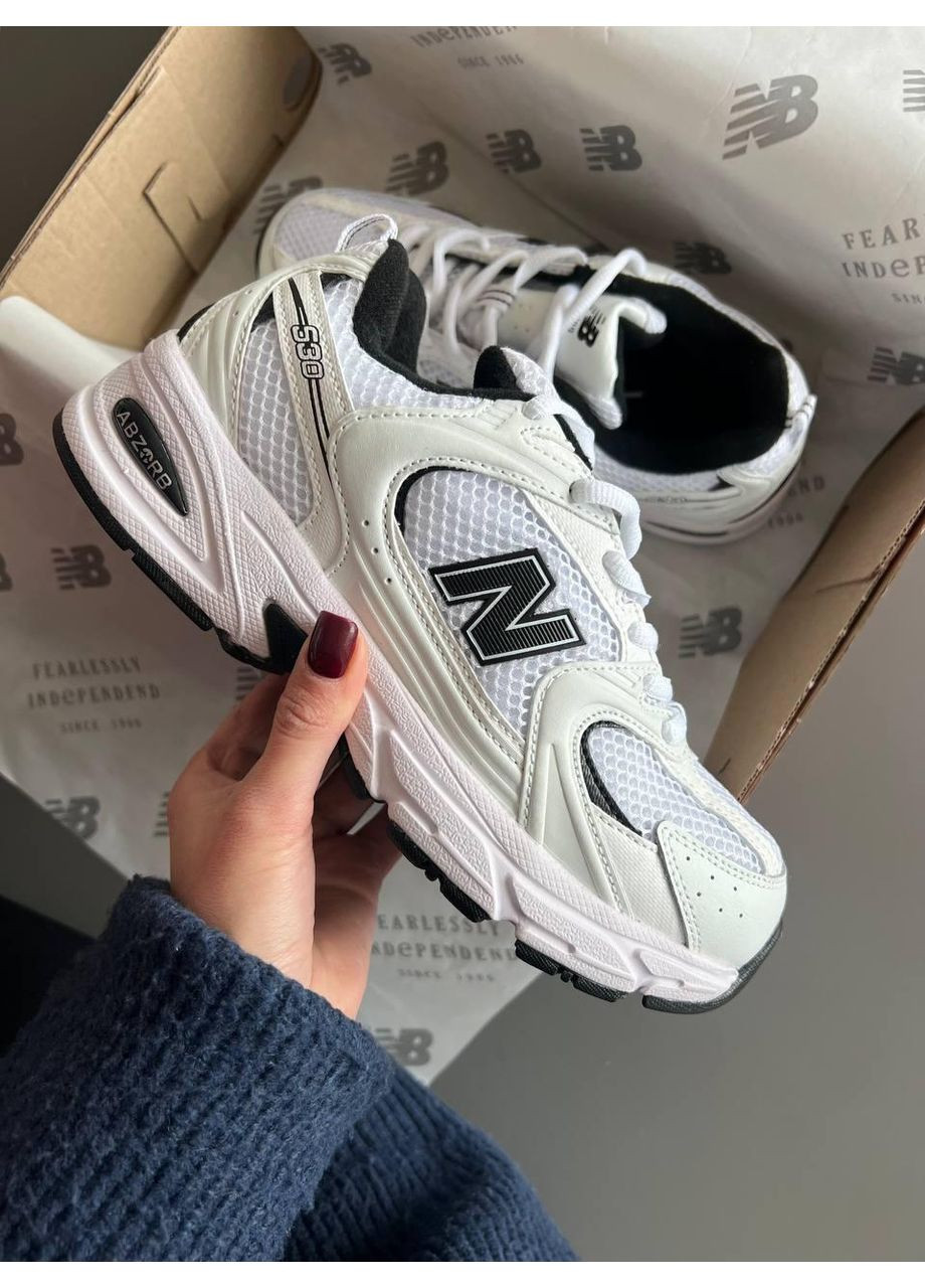 КРОСІВКИ ЖІНОЧІ NEW BALANCE 530 FUR WHITE BLACK НЬЮ БЕЛАНС 530 No Brand чорні демісезони (367174330)