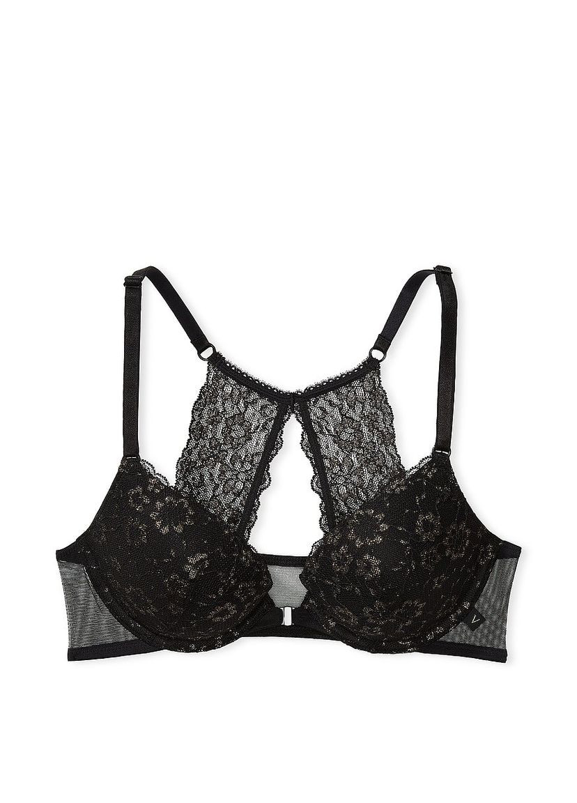 Чорний бюстгальтер sexy tee posey lace push-up bra 80d Victoria's Secret з кісточками