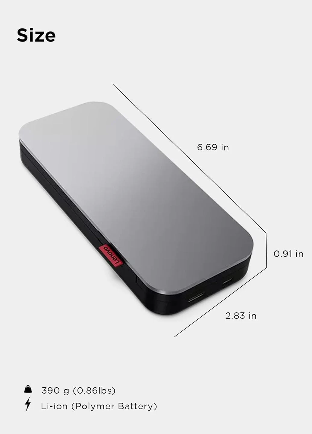 Портативное зарядное устройство Power Bank 20000 mAh, Go USB-C Laptop, Thunder Black Lenovo (330029184)