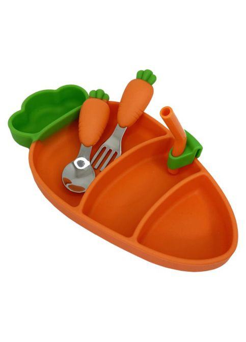 Детская силиконовая тарелка с приборами "Морковь" MGZ 0121 Megazayka (364543395)