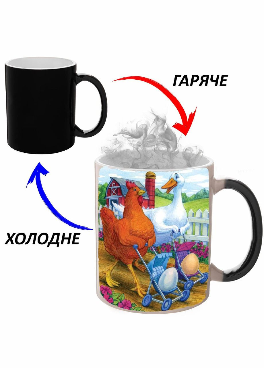 Чашка хамелон (кухоль, горнятко) із дитячим малюнком #129 Чорна 330 мл No Brand (323472420)