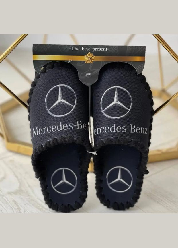 Тапочки мужские / женские домашние комнатные 38/39 40/41 42/43 44/45 46/47 черные MERCEDES BENZ Po Fanu (324626326)