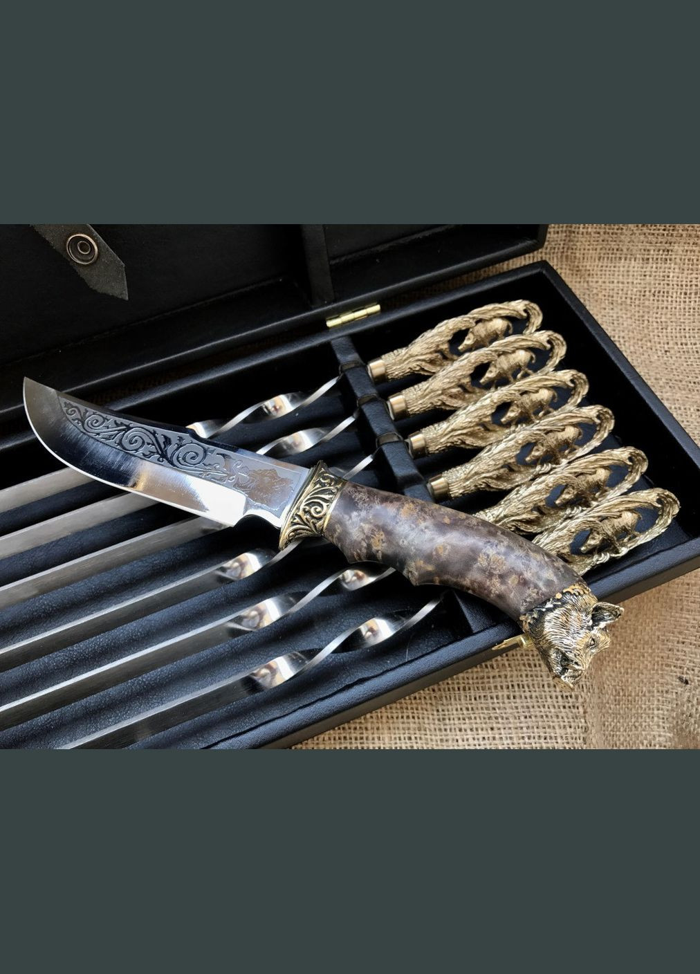 Набор шампуров с ножом Люкс кабан 7 предметов 47330064 NB Art (346530192)