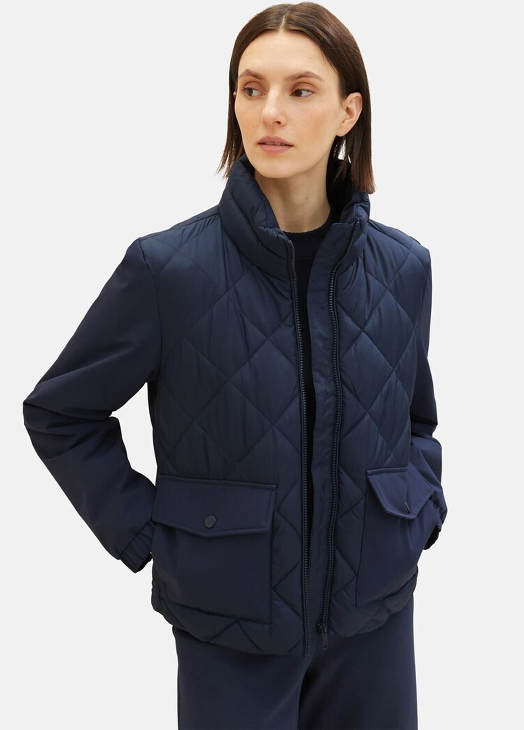 Темно-синяя демисезонная женская темно-синяя стеганная куртка Tom Tailor