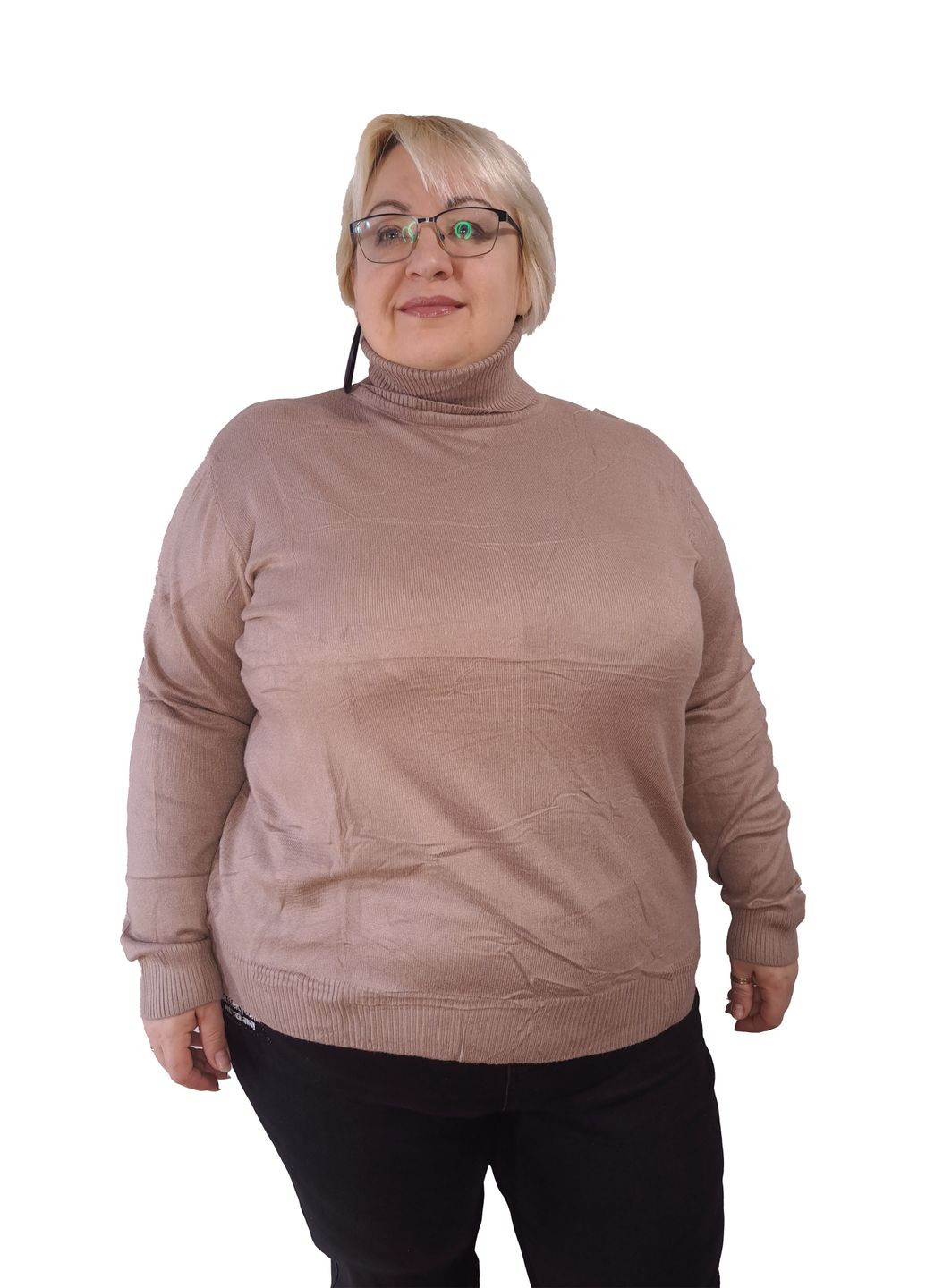 Кремовый демисезонный гольф женский цвет мокко батальный размер No Brand