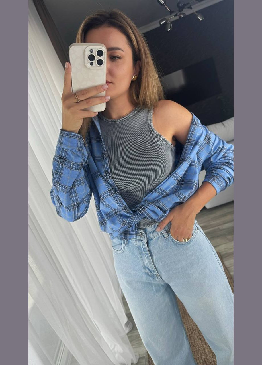 Розово-лиловая рубашка No Brand